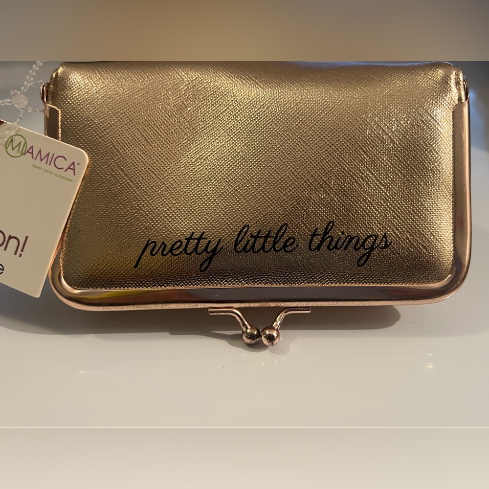 PrettyLittleThing NWT Metallic Gold Clasp Jewelry Case